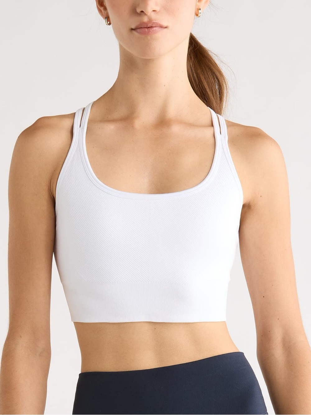 Zella Seamless Strappy Sports Bra White Medium NWT